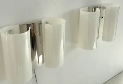 Clearance Pamono Italian Wall Sconces in Curved Plastic and Chrome, 1970s, Set of 2