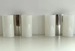 Clearance Pamono Italian Wall Sconces in Curved Plastic and Chrome, 1970s, Set of 2