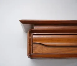Online Pamono Italian Wall-Mounted Wooden Single-Drawer Nightstands, 1950s, Set of 2