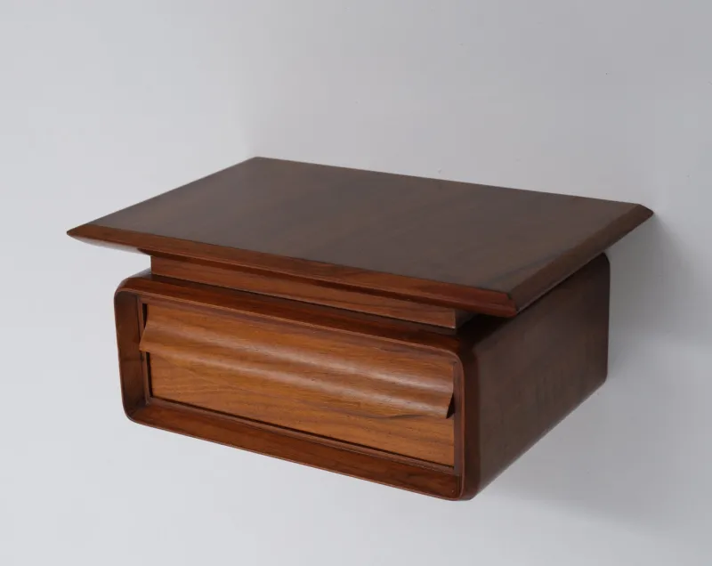 Online Pamono Italian Wall-Mounted Wooden Single-Drawer Nightstands, 1950s, Set of 2