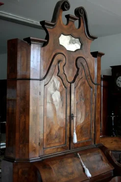 Hot Pamono Italian Walnut and Burl Walnut Lombard Trumeau, Northern Italy, 19th Century