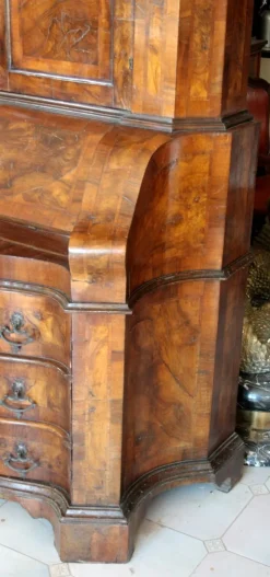 Hot Pamono Italian Walnut and Burl Walnut Lombard Trumeau, Northern Italy, 19th Century