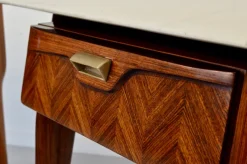 Pamono Italian Walnut and Carrara Marble Nightstands, 1960s, Set of 2