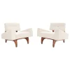 Pamono Italian Walnut Armchairs with White Bouclé Upholstery, 1980s, Set of 2> Lounge Chairs & Armchairs