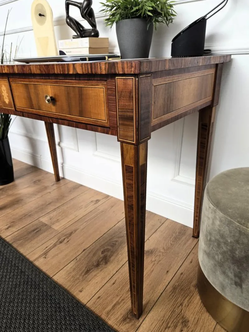 Outlet Pamono Italian Walnut Marquetry Desk, 1980s