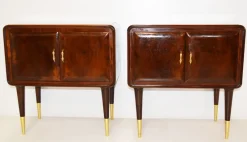 Best Pamono Italian Walnut Nightstands, 1950s, Set of 2