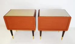 Best Pamono Italian Walnut Nightstands, 1950s, Set of 2