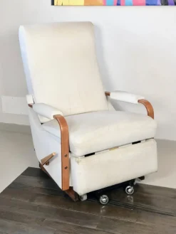 Pamono Italian White Leather La-Z-Boy Rocking Armchair by Pizzetti Roma, 1960s> Rocking Chairs