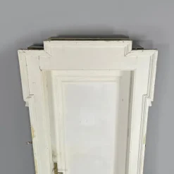 Pamono Italian White Painted Wood Door with Frame and Brass Handles, 1890s
