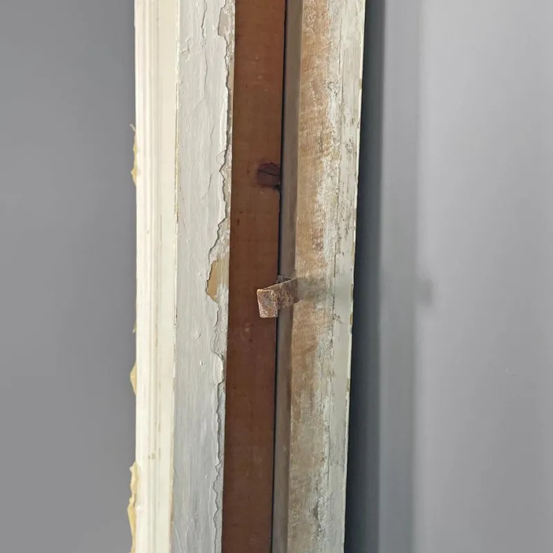 Pamono Italian White Painted Wood Door with Frame and Brass Handles, 1890s