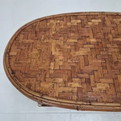 Pamono Italian Wicker and Rattan Coffee Table, 1970s