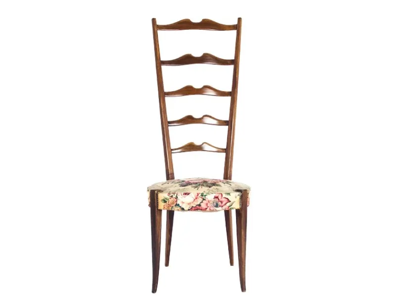 Sale Pamono Italian Wood and Fabric High-Back Chairs from Minotti, 1950s, Set of 2