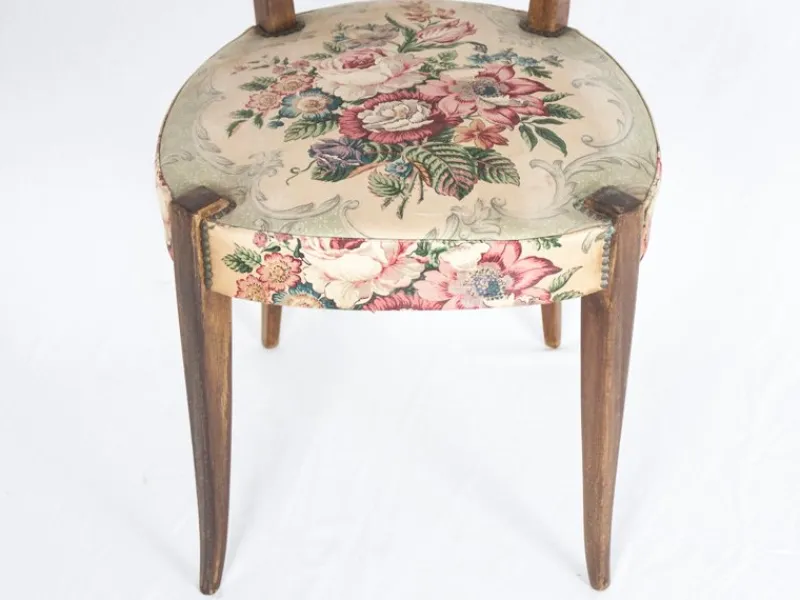 Sale Pamono Italian Wood and Fabric High-Back Chairs from Minotti, 1950s, Set of 2