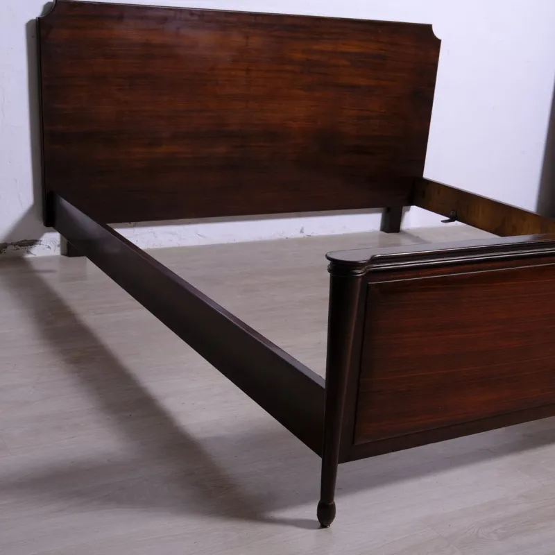 Pamono Italian Wooden Double Bed from Brembilla, Bergamo, 1950s-1960s> Beds & Bedroom Sets