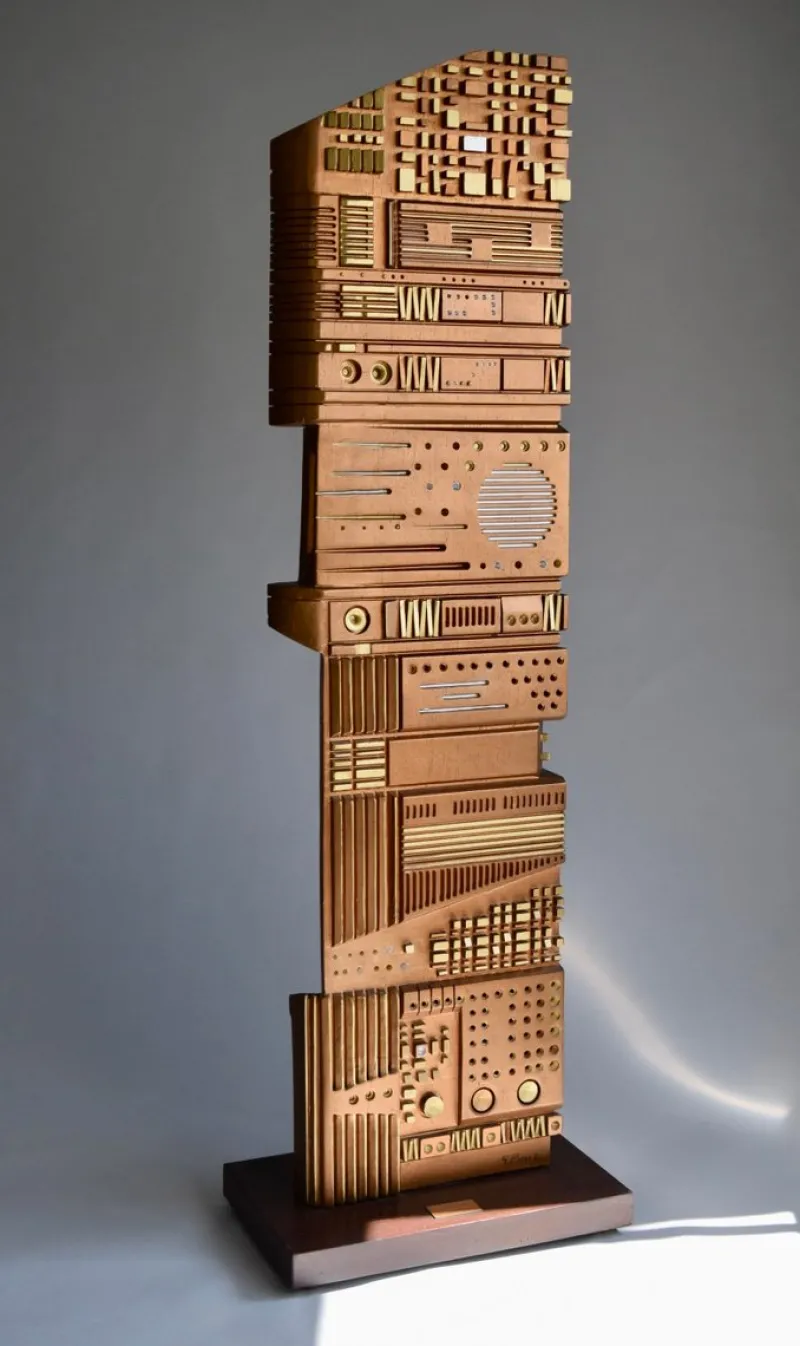 Pamono Italian Wooden Sculpture by Gianni Pinna, 1981> Mid-Century
