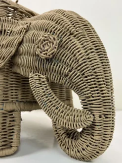 Pamono Italian Woven Rattan Elephant Planter, 1970s><noscript><img width=