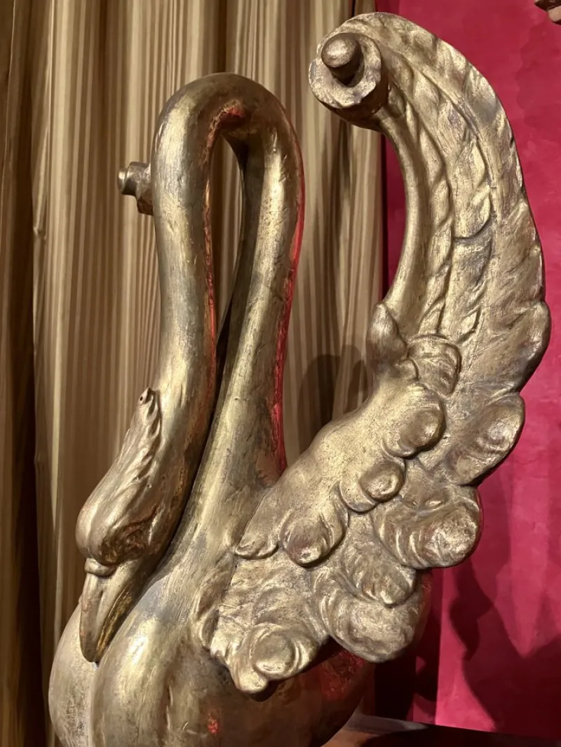 Pamono Ittalian Artist, Empire Period Decorative Swan Sculptures, 1800s, Giltwood, Set of 2> Old Masters