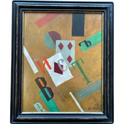 Pamono Ivan Puni / Jean Pougny, The Ace of Diamonds, 1915, Oil on Cardboard> Art Deco