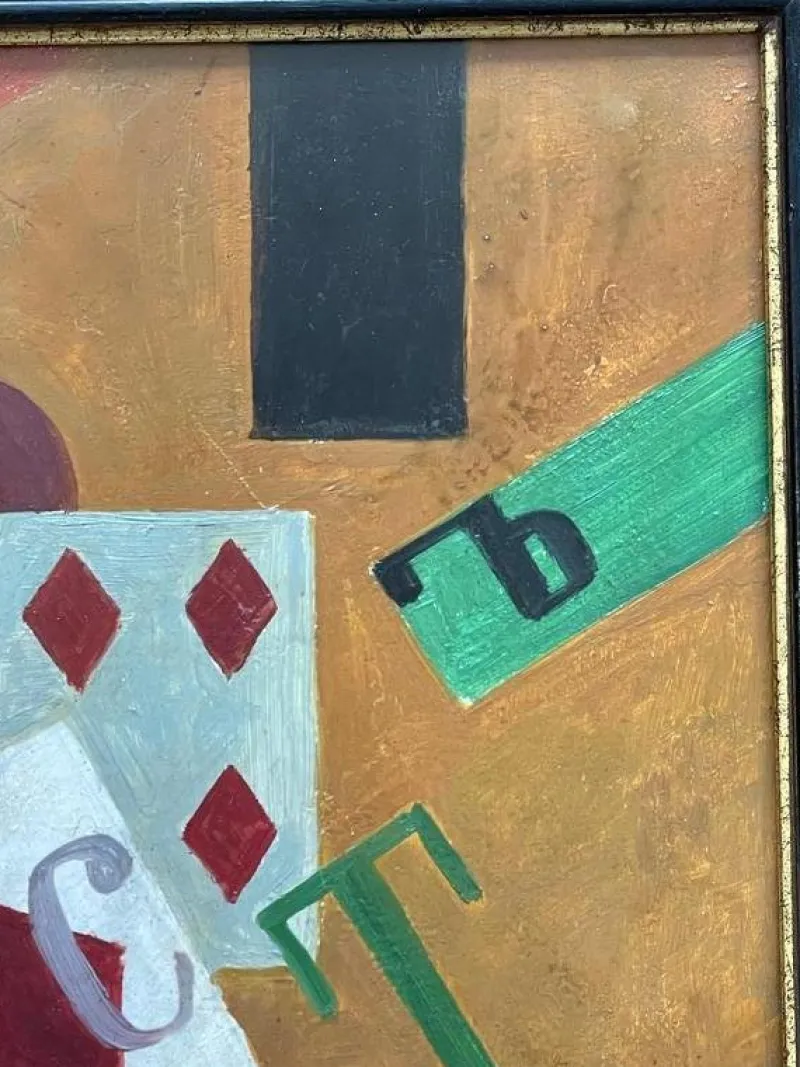 Pamono Ivan Puni / Jean Pougny, The Ace of Diamonds, 1915, Oil on Cardboard> Art Deco