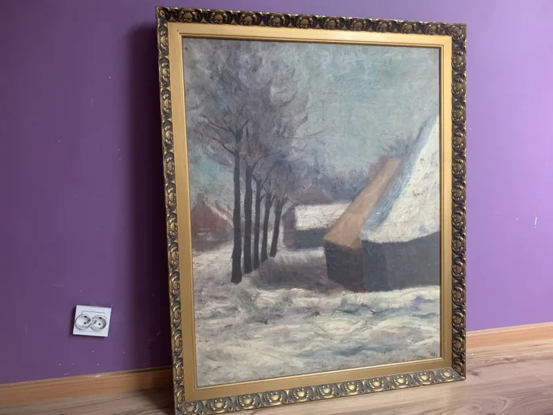 Pamono J. Han, Winter Landscape, 1880, Oil on Canvas, Framed