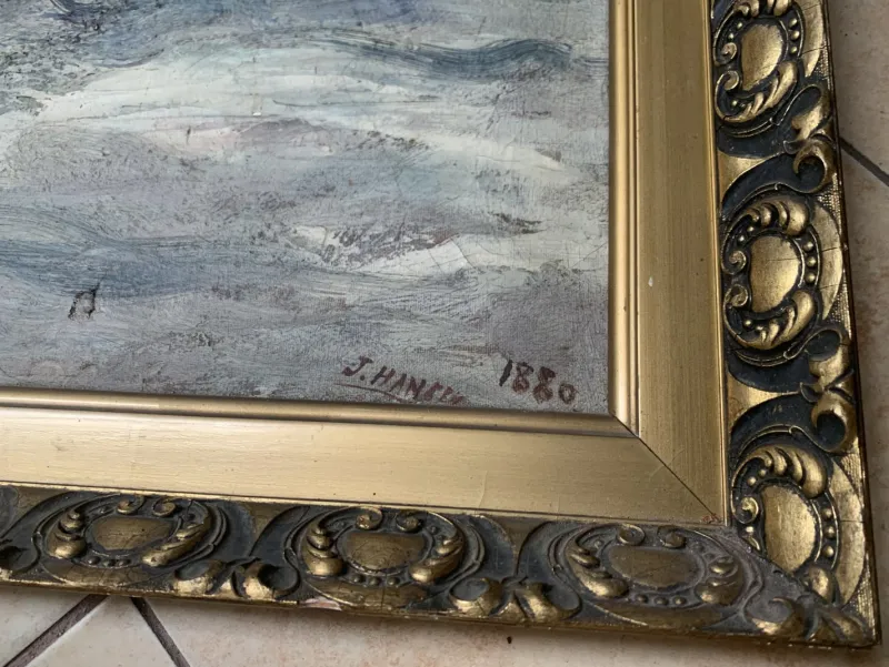 Pamono J. Han, Winter Landscape, 1880, Oil on Canvas, Framed