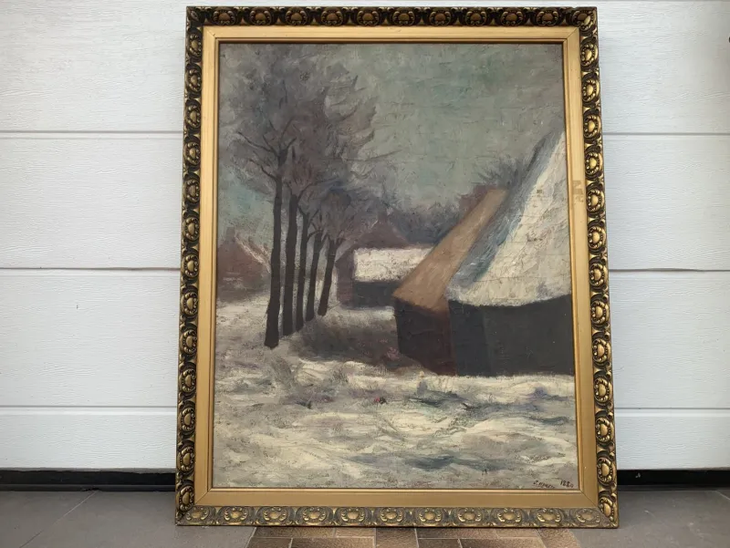 Pamono J. Han, Winter Landscape, 1880, Oil on Canvas, Framed