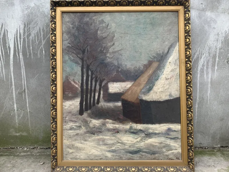 Pamono J. Han, Winter Landscape, 1880, Oil on Canvas, Framed