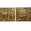 Pamono J. J. Borghetto, The Alchemist and the Snake Hunter in Pendant, 1945, Oil on Canvases, Set of 2> Mid-Century
