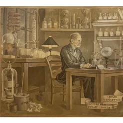 Pamono J. J. Borghetto, The Alchemist and the Snake Hunter in Pendant, 1945, Oil on Canvases, Set of 2> Mid-Century