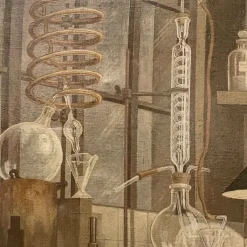 Pamono J. J. Borghetto, The Alchemist and the Snake Hunter in Pendant, 1945, Oil on Canvases, Set of 2><noscript><img width=