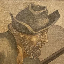 Pamono J. J. Borghetto, The Alchemist and the Snake Hunter in Pendant, 1945, Oil on Canvases, Set of 2><noscript><img width=