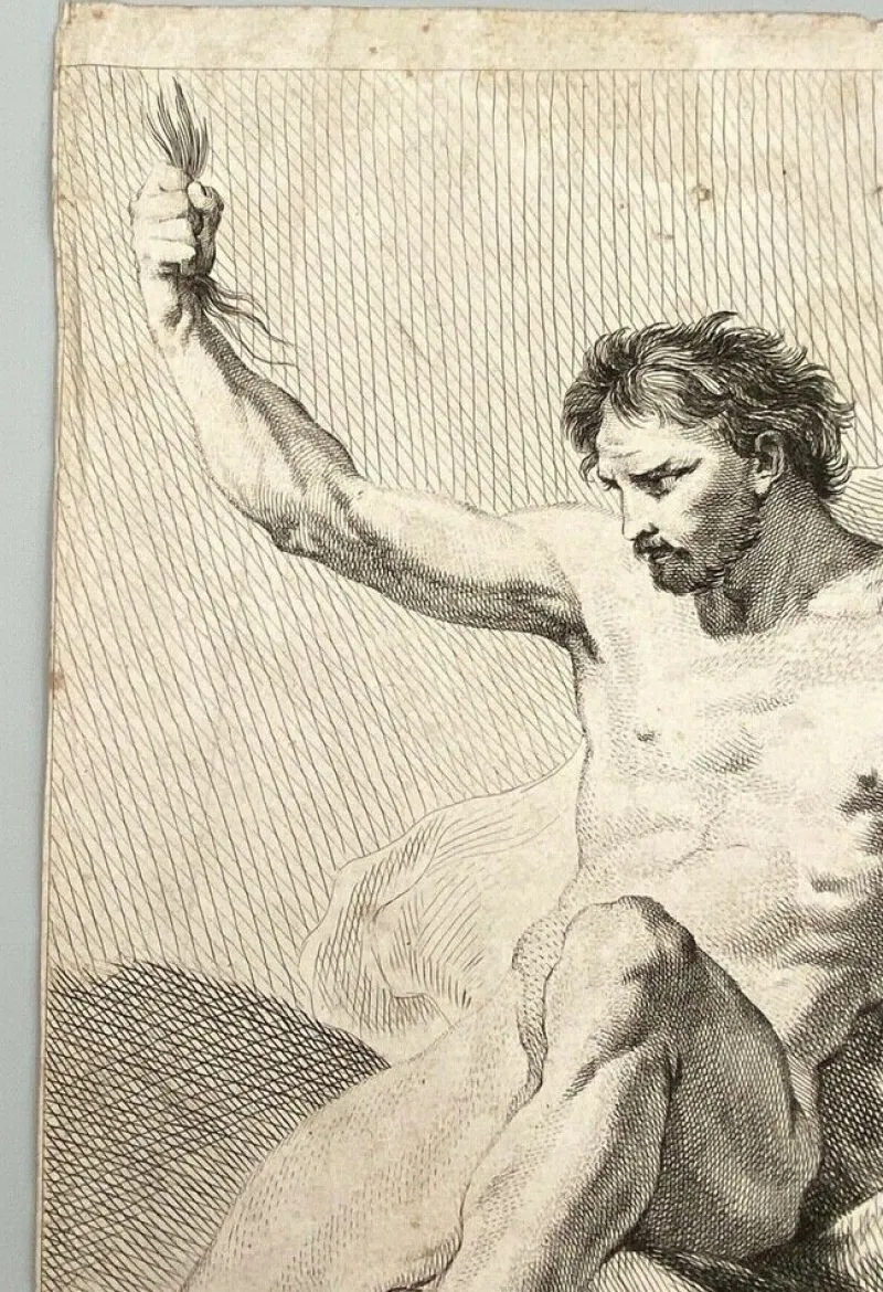 Pamono J J Pasquier, Man with Eagle, 18th Century, Engraving