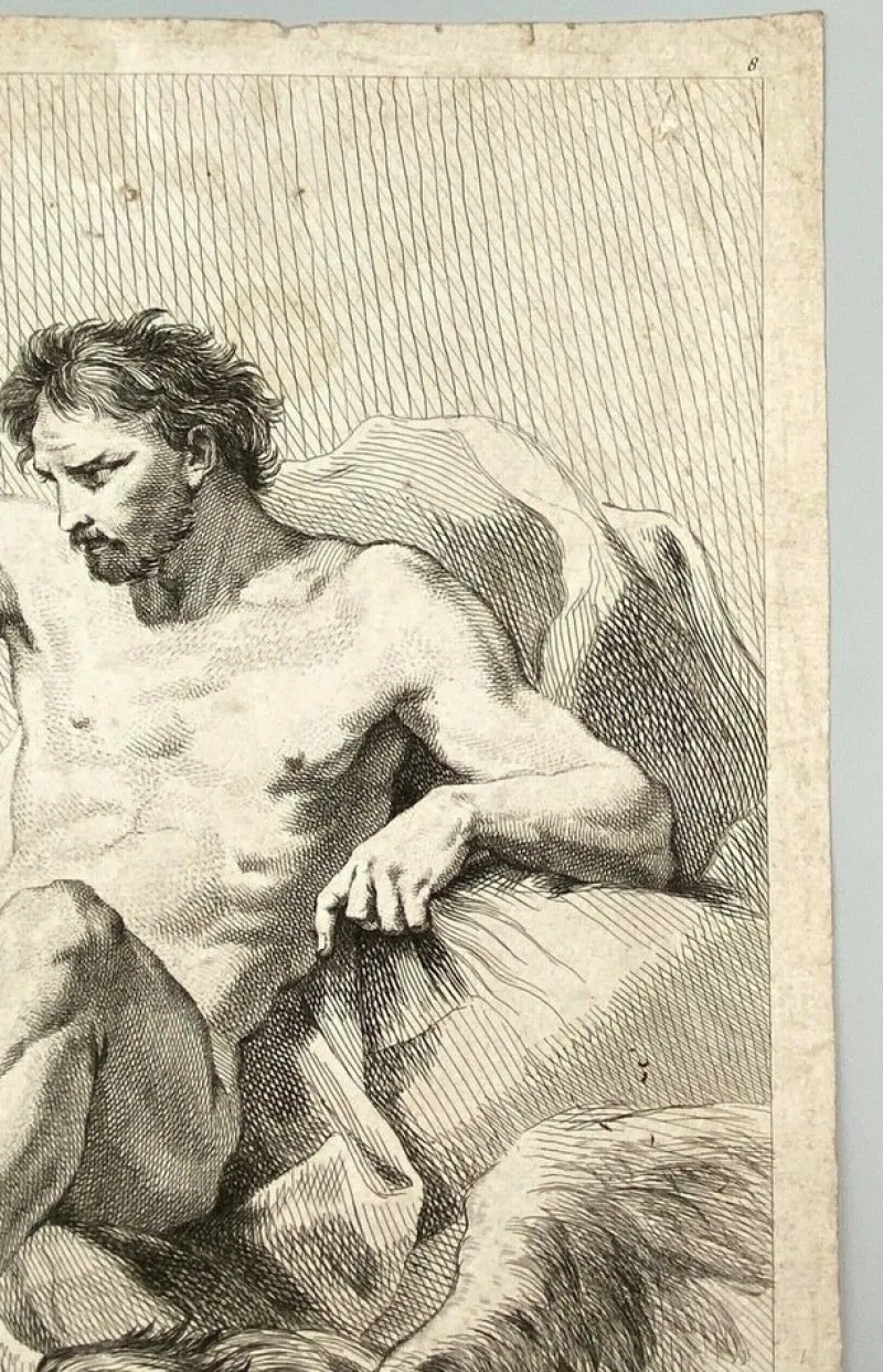 Pamono J J Pasquier, Man with Eagle, 18th Century, Engraving