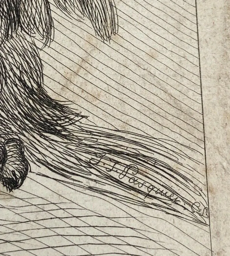 Pamono J J Pasquier, Man with Eagle, 18th Century, Engraving