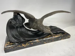 New Pamono J. Loriot, The Seagull, 1890s, Bronze & Marble
