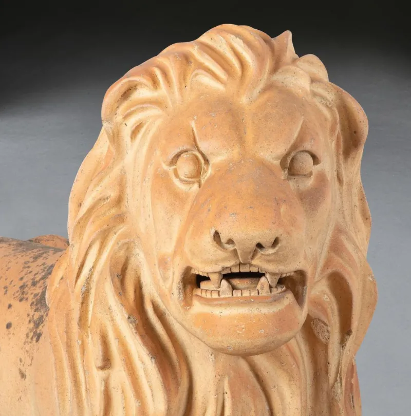 Pamono J M Craig, Large Lion Statues, 19th Century, Terracotta, Set of 2> Sculpture