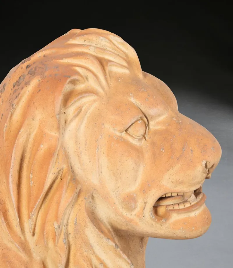 Pamono J M Craig, Large Lion Statues, 19th Century, Terracotta, Set of 2> Sculpture