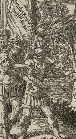Pamono J. Meyer, a King Is Ambushed With His Army, 17th-century, Etching><noscript><img width=
