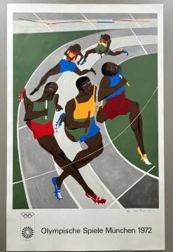 Hot Pamono Jacob Lawrence, Olympic Games Munich Poster, 1972, Screen Print