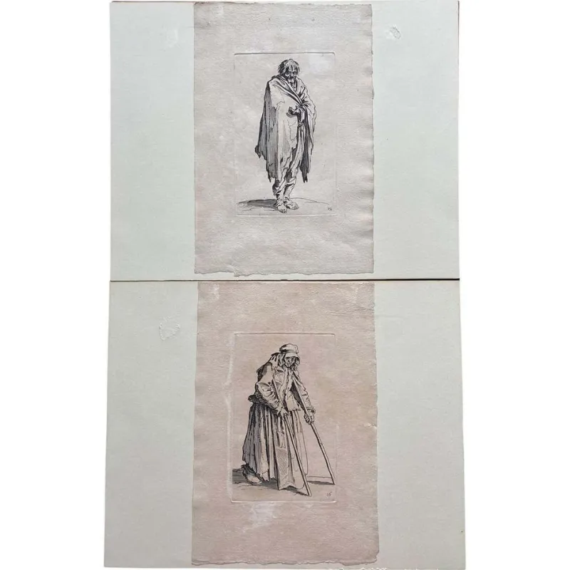 Clearance Pamono Jacques Callot, Les Gueux, Engravings, 17th Century, Set of 2