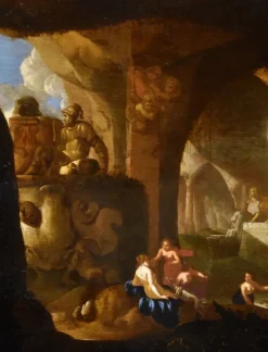 Pamono Jacques Muller, Diana and Nymphs, 1660, Oil on Panel, Framed> Old Masters|Classical