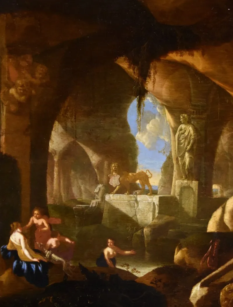 Pamono Jacques Muller, Diana and Nymphs, 1660, Oil on Panel, Framed> Old Masters|Classical
