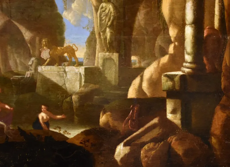 Pamono Jacques Muller, Diana and Nymphs, 1660, Oil on Panel, Framed> Old Masters|Classical