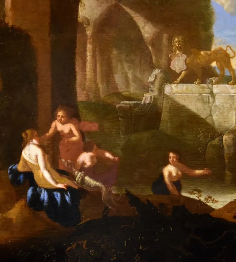 Pamono Jacques Muller, Diana and Nymphs, 1660, Oil on Panel, Framed> Old Masters|Classical
