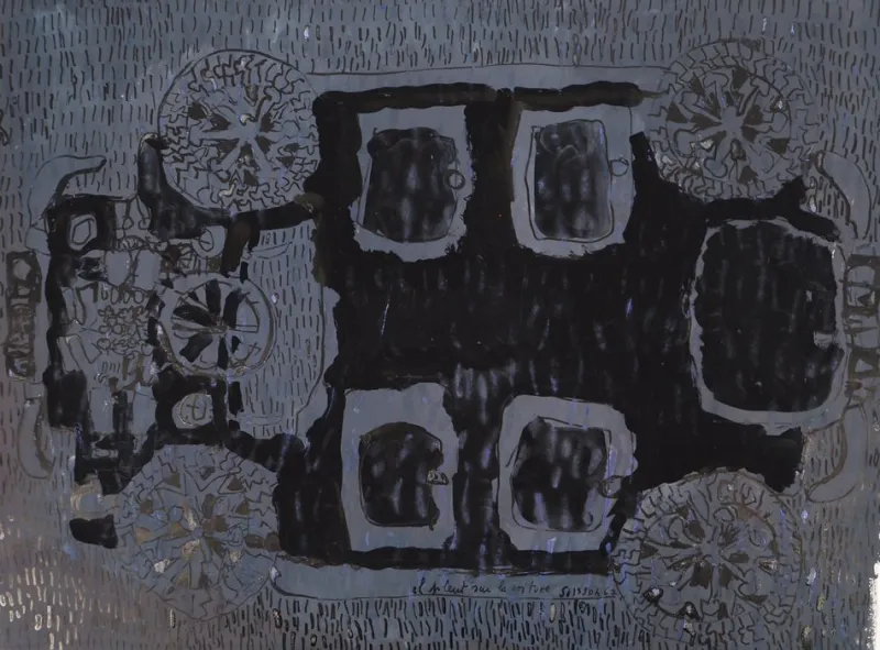 Pamono Jacques Soisson, Car Under a Storm, Gouache and Acrylic on Paper> Work On Paper