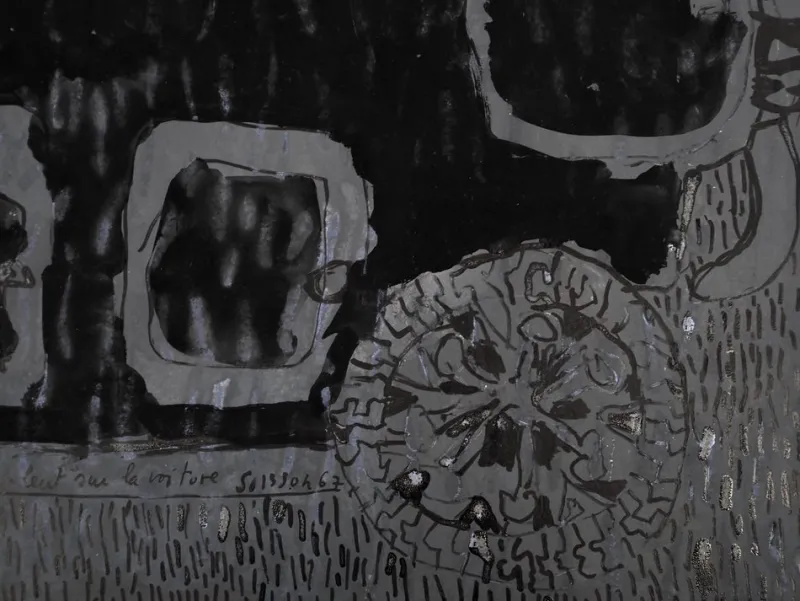 Pamono Jacques Soisson, Car Under a Storm, Gouache and Acrylic on Paper> Work On Paper