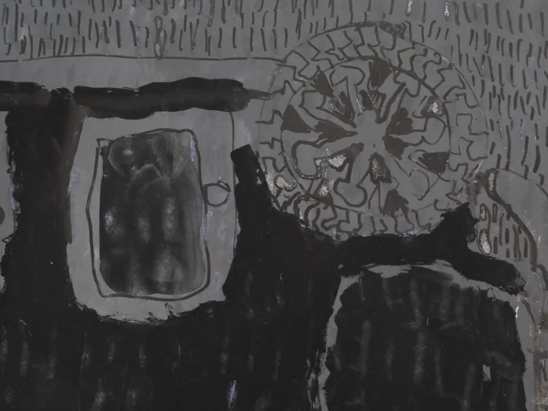 Pamono Jacques Soisson, Car Under a Storm, Gouache and Acrylic on Paper> Work On Paper
