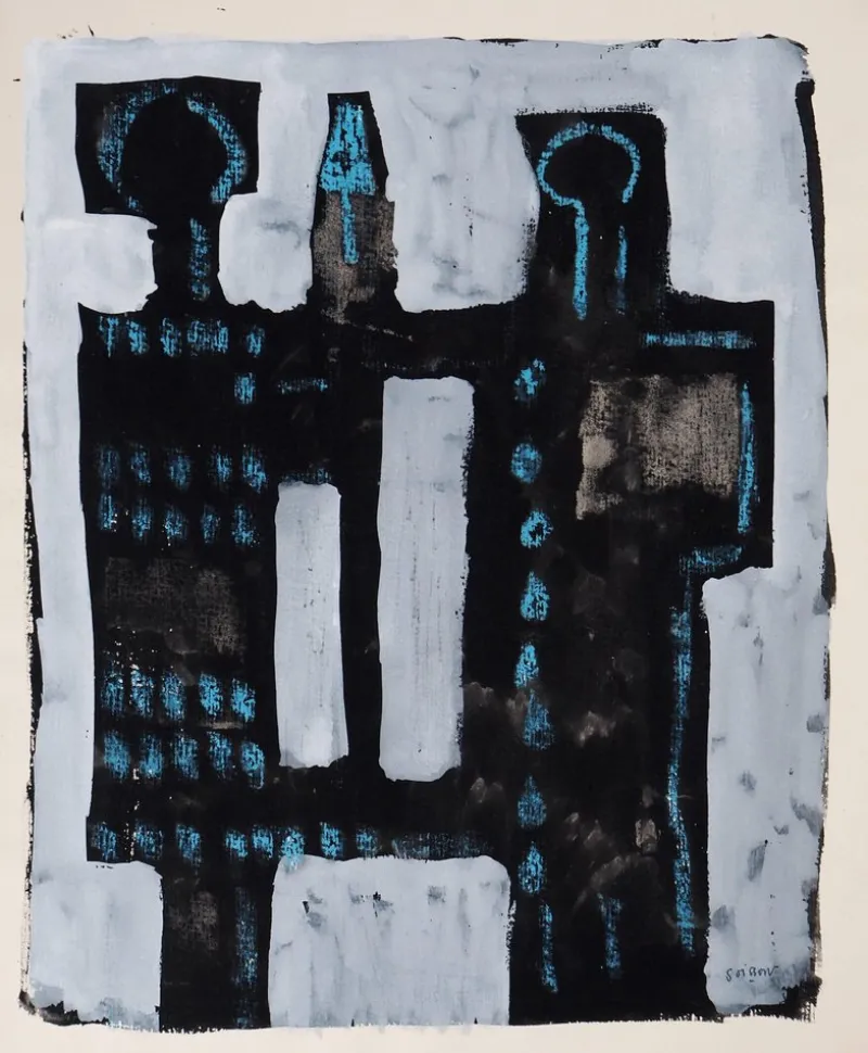 Pamono Jacques Soisson, The Sacred Guardians, Acrylic on Paper> Work On Paper