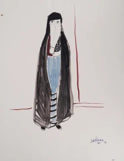 Best Pamono Jacques Soisson, Woman with a Black Veil, Acrylic on Paper