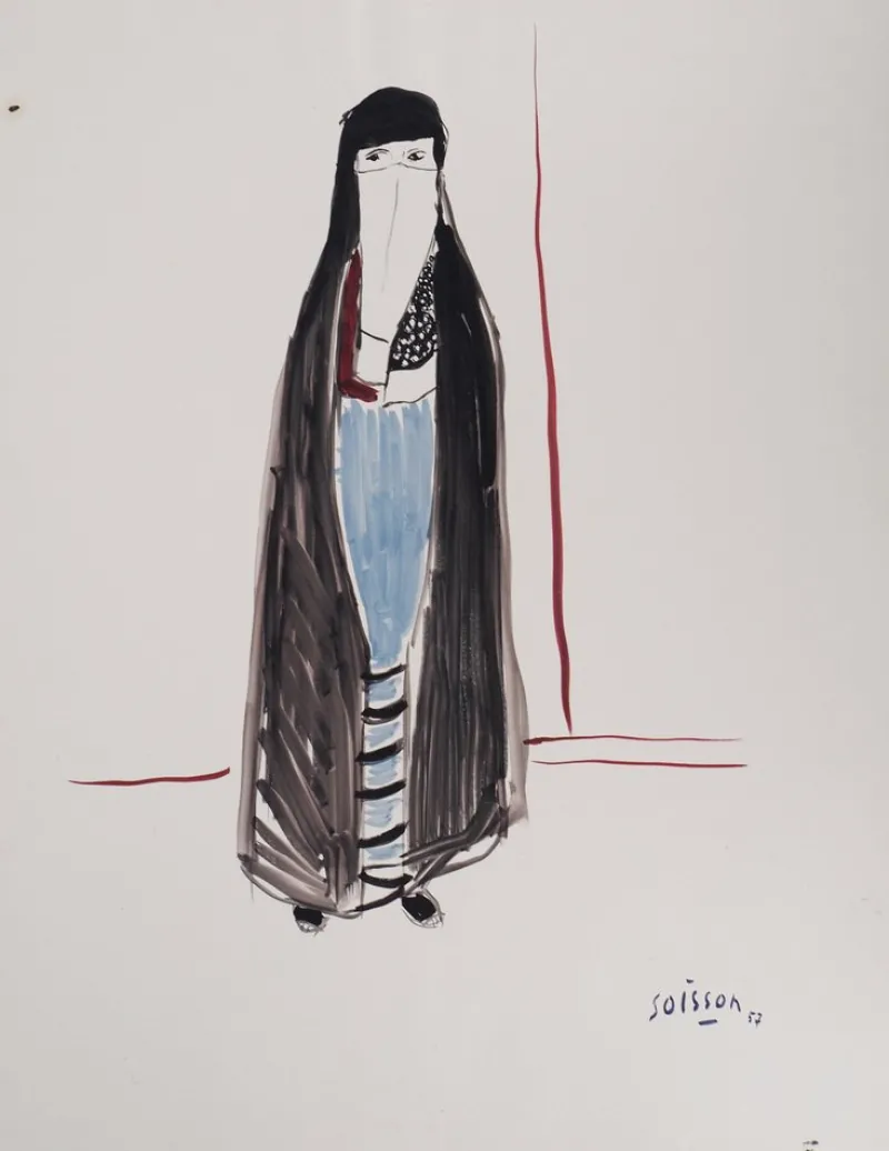 Best Pamono Jacques Soisson, Woman with a Black Veil, Acrylic on Paper
